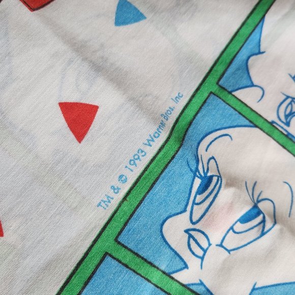 Vintage Looney Tunes Twin Flat Sheet 90s Bedding Fabric Material Film Strip - Picture 3 of 4
